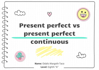 Present perfect vs
present perfect
continuous
Name: Odalis Margoth Taco
Level: Eighth “A”
 