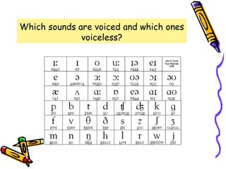 Which sounds are voiced and which ones
voiceless?
 