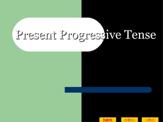Present Progressive Tense back next menu 
