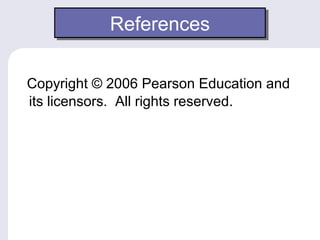 ReferencesReferences
Copyright © 2006 Pearson Education and
its licensors. All rights reserved.
 