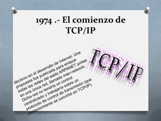 1974 .- El comienzo de
         TCP/IP
 