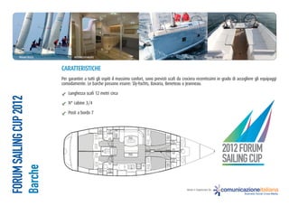ReGata Velica              inteRno SlY-YacHtS                                                  SlY-YacHtS                    SlY-YacHtS



                         caRatteRiSticHe
                         Per garantire a tutti gli ospiti il massimo confort, sono previsti scafi da crociera recentissimi in grado di accogliere gli equipaggi
                         comodamente. Le barche possono essere: Sly-Yachts, Bavaria, Beneteau o Jeanneau.

                             Lunghezza scafi 12 metri circa
FORUM SAILING CUP 2012




                             N° cabine 3/4

                             Posti a bordo 7




                                                                                                                                           2012 FORUM
                                                                                                                                           SAILING CUP
Barche




                                                                                                       Ideato e Organizzato da:          comunicazioneitaliana
                                                                                                                                                 Business Social Cross-Media
 