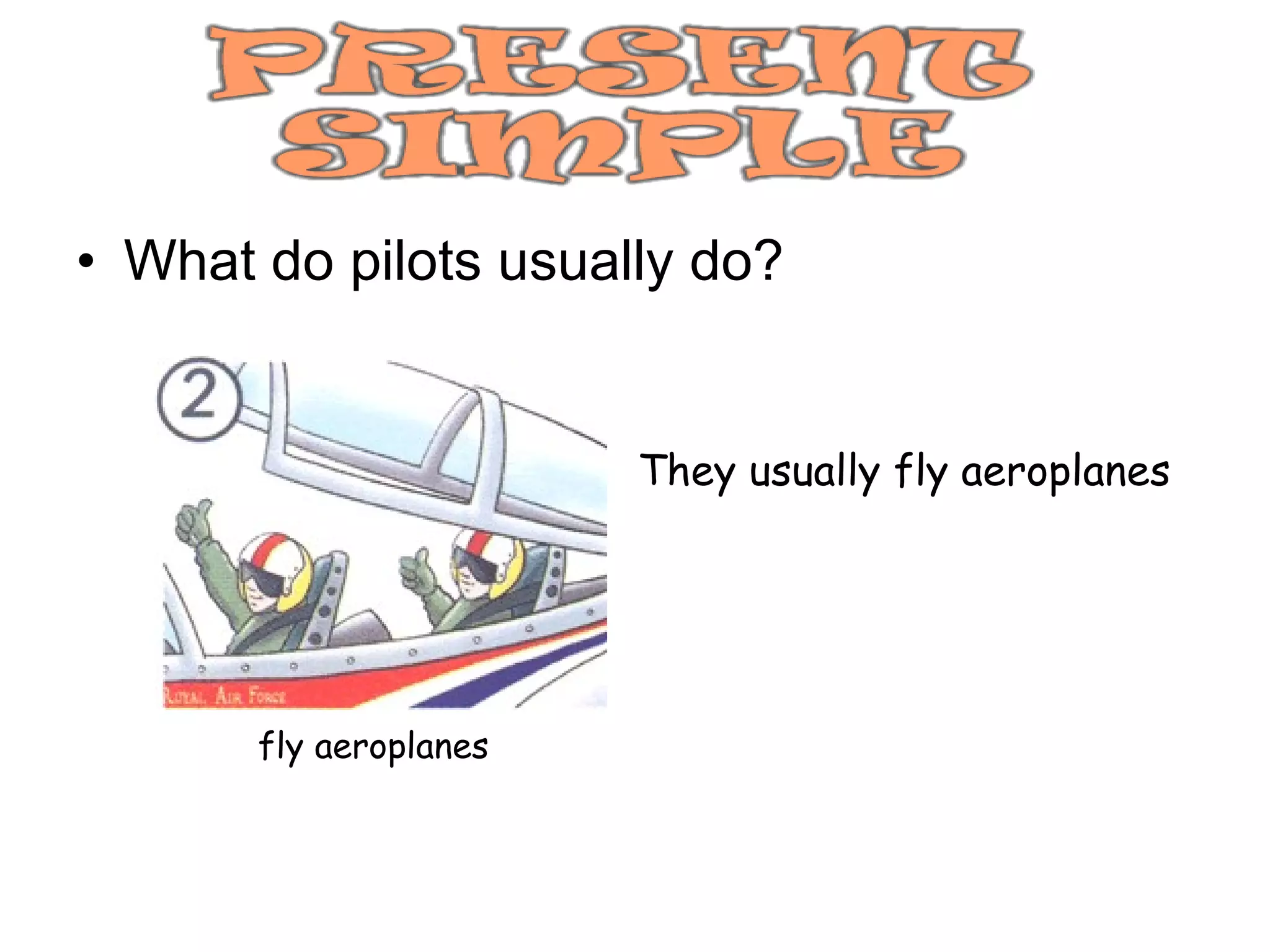 What do pilots usually do? fly aeroplanes They usually fly aeroplanes 