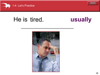 28
tired. usually
1-4 Lets Practice
He is
______________________________________
 