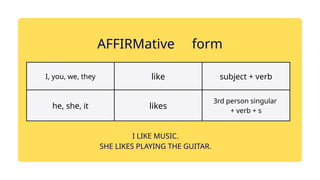 Present Simple Presentation - affirmative, negative and interrogative ...