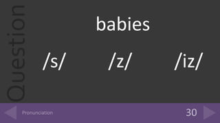 Question babies
/s/ /z/ /iz/
 