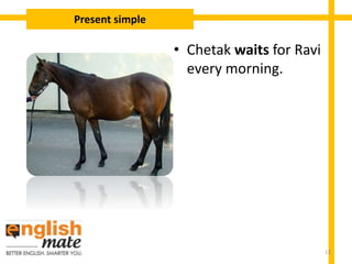 • Chetak waits for Ravi
every morning.
Present simple
12
 