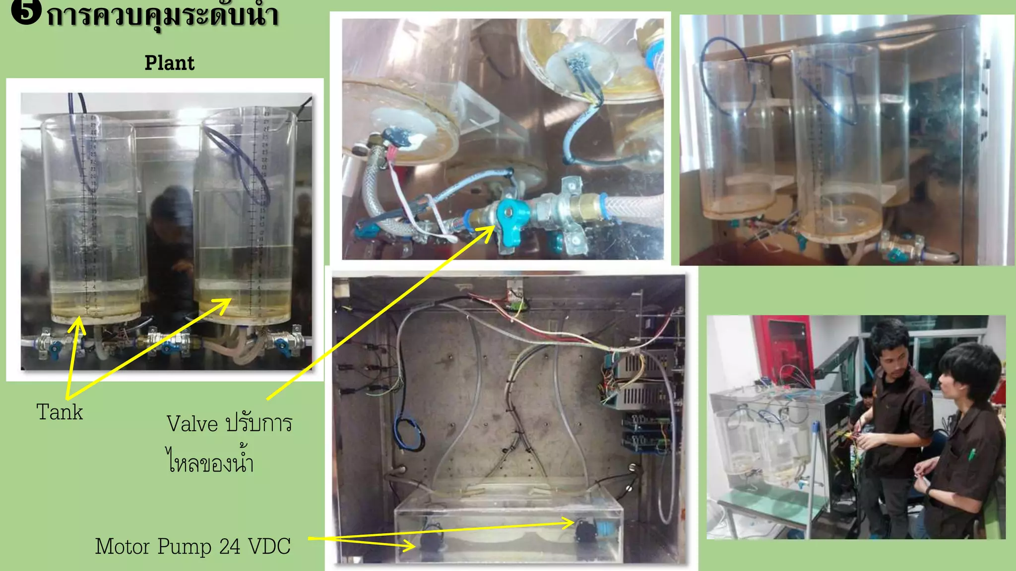 การควบคุมระดับน้า
Plant
Tank Valve ปรับการ
ไหลของน้า
Motor Pump 24 VDC
 