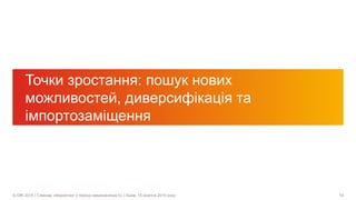 19© GfK 2015 | Семінар «Маркетинг у період невизначеності» | Львів, 15 жовтня 2015 року
Точки зростання: пошук нових
можливостей, диверсифікація та
імпортозаміщення
 
