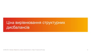 9© GfK 2015 | Семінар «Маркетинг у період невизначеності» | Львів, 15 жовтня 2015 року
Ціна вирівнювання структурних
дисбалансів
 