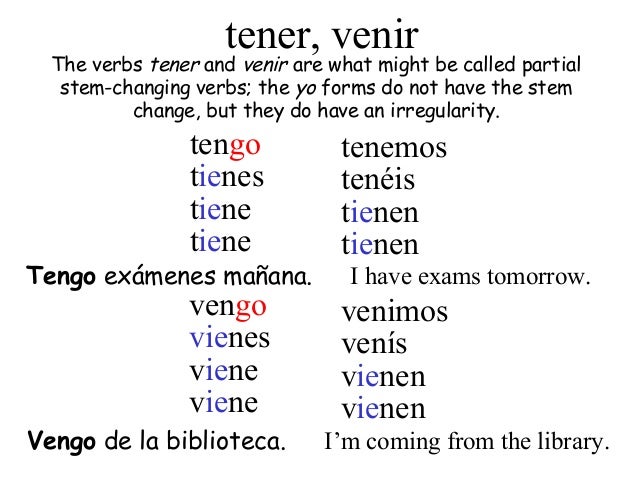 Present Tense Of Stem Changing Verbs
