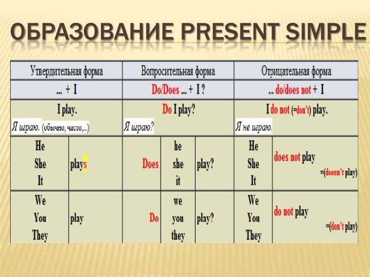 Правила present simple картинки