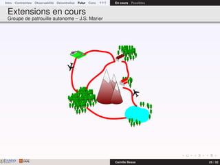 Intro Contraintes Observabilité Décentralisé Futur Conc ? ? ? En cours Possibles
Extensions en cours
Groupe de patrouille autonome – J.S. Marier
DAMASwww.damas.ift.ulaval.ca Camille Besse 25 / 32
 