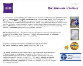 Досягнення Компанії 21 квітня 2011 р. журнал  “ INSURANCE TOP” визначив переможців  “ Національної премії Insurance TOP”  та  “ Національного Клубу страхової виплати”  серед яких  СК  “ І ндіго ”   була відзначена як  Лідер Insurance TOP  класу  “ Соціальноорієнтована страхова компанія” .   Цей захід відбувся за участю понад 100 топ-менеджерів найвпливовіших гравців страхового ринку України, депутатського корпусу,  посольств,  органів державної влади та професійних об`єднань учасників страхового ринку.   Також,  СК  “ І ндіго ”   є постійним Членом  “ Національного клубу страхової виплати” і за 2010 рік зайняла   31 сходинку  серед українських страхових компаній. СК  “ І ндіго ”  взяла участь у Всеукраїнському конкурсі за звання кращого пілприємства для родини та посіла  друге місце  в номінації   “ Турбота  про співробітників та їх родини – 2010 ” . Підсумки конкурсу оголошені у лютому 2010р. СК  “ І ндіго ”  відмічена Торгово-Промисловою   Палатою України та рекомендується як  кращий представник у сфері страхування . За підсумками   рейтингу проведеного Міністерством Фінансів, а також   Торгово-Промисловою Палатою України (дата виходу рейтингу: січень 2011р.),  СК  “ І ндіго ”  зайняла 52 позицію   серед усіх офіційно зареєстрованих страхових компаній України та  визнана успішною   страховою компанією  (за даними 3-го кварталу 2010 г. всього в Україні 451 страхова компанія).   Згідно Міжнародному економічному   рейтингу  “ Ліга Кращих 2010 року ” ,   СК  “ І ндіго ”  присвоєно звання  “ ПІДПРИЄМСТВО РОКУ 2010 ”. 
