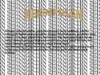 Dengan adanya sistem penyelenggaraan yang berkesan sedikit sebnayak dapat memanjangkan jangka hayat sesuatu peralatan atau mesin itu,ia juga membantu melicinkan lagi kecemerlangan tahap-tahap operasi,mengurangkan kemalangan yang bakal berlaku dan tahap operasi pemeriksaan di setiap pusat dapat dimaksimakan.Kerosakan alat juga dapat dikurangkan yang secara langsung melibatkan permintaan alat-alat ganti peralatan yang kurang.   KESIMPULAN 