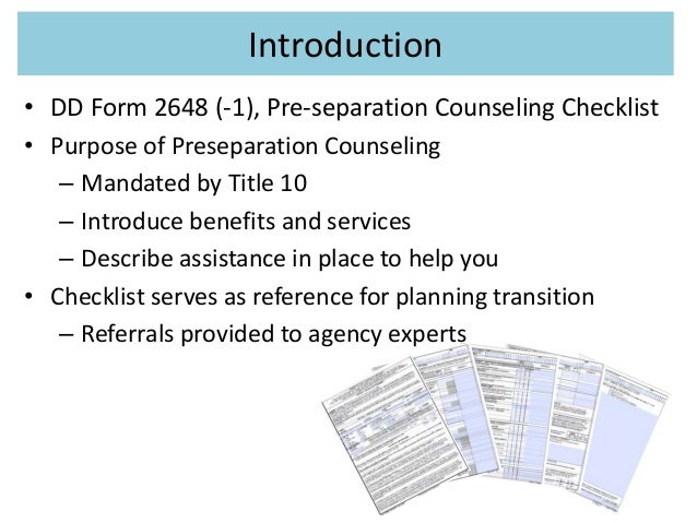 preseparation counseling briefing slides form 2648