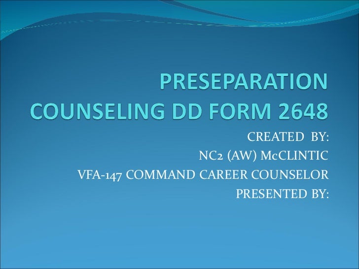 preseparation counseling dd form 2648 form 2648