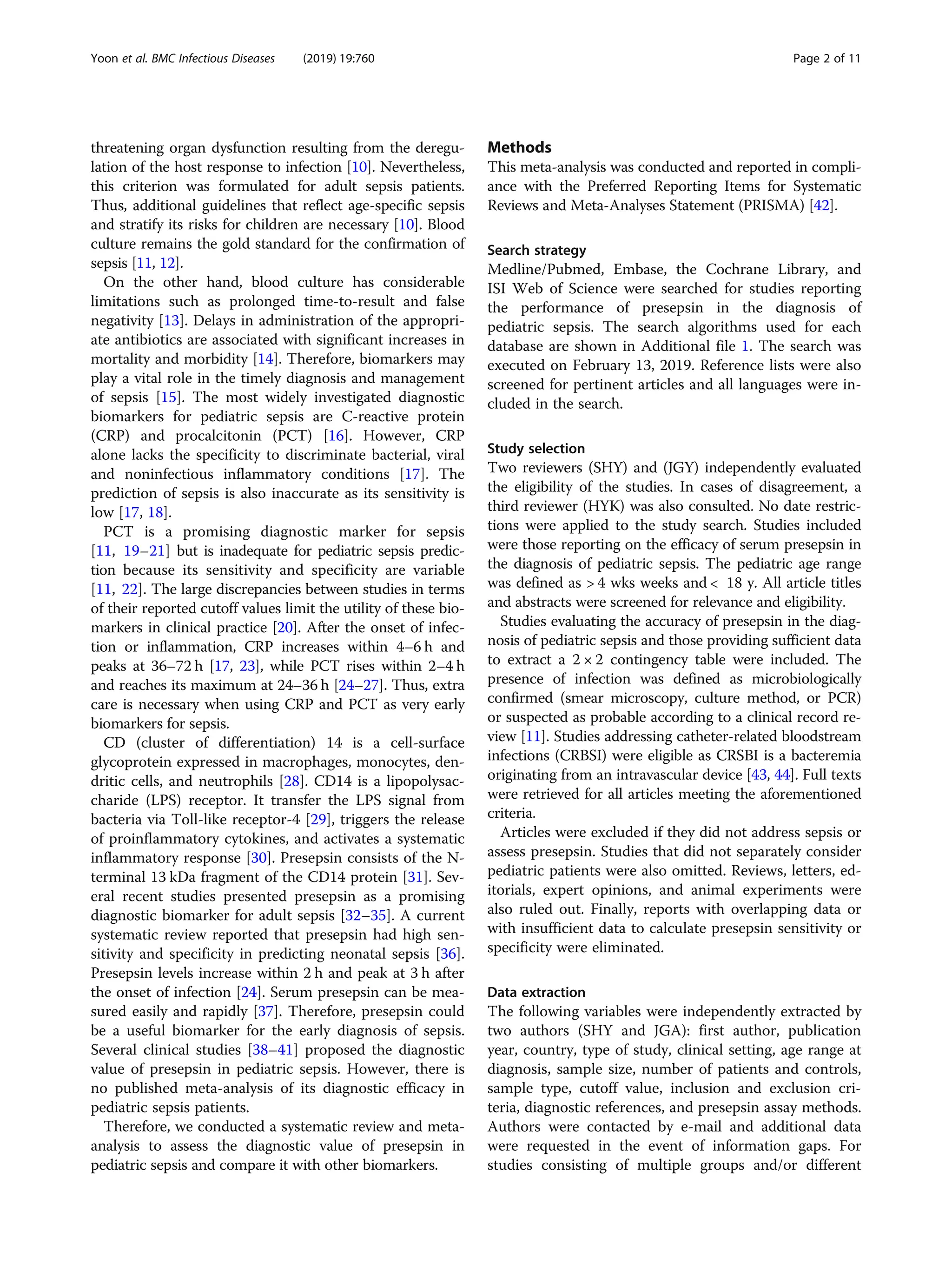 Presepsin as a diagnostic marker of sepsis in children and adolescents ...