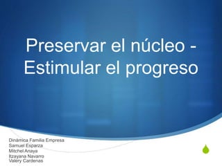 S
Preservar el núcleo -
Estimular el progreso
Dinámica Familia Empresa
Samuel Esparza
Mitchel Anaya
Itzayana Navarro
Valery Cardenas
 