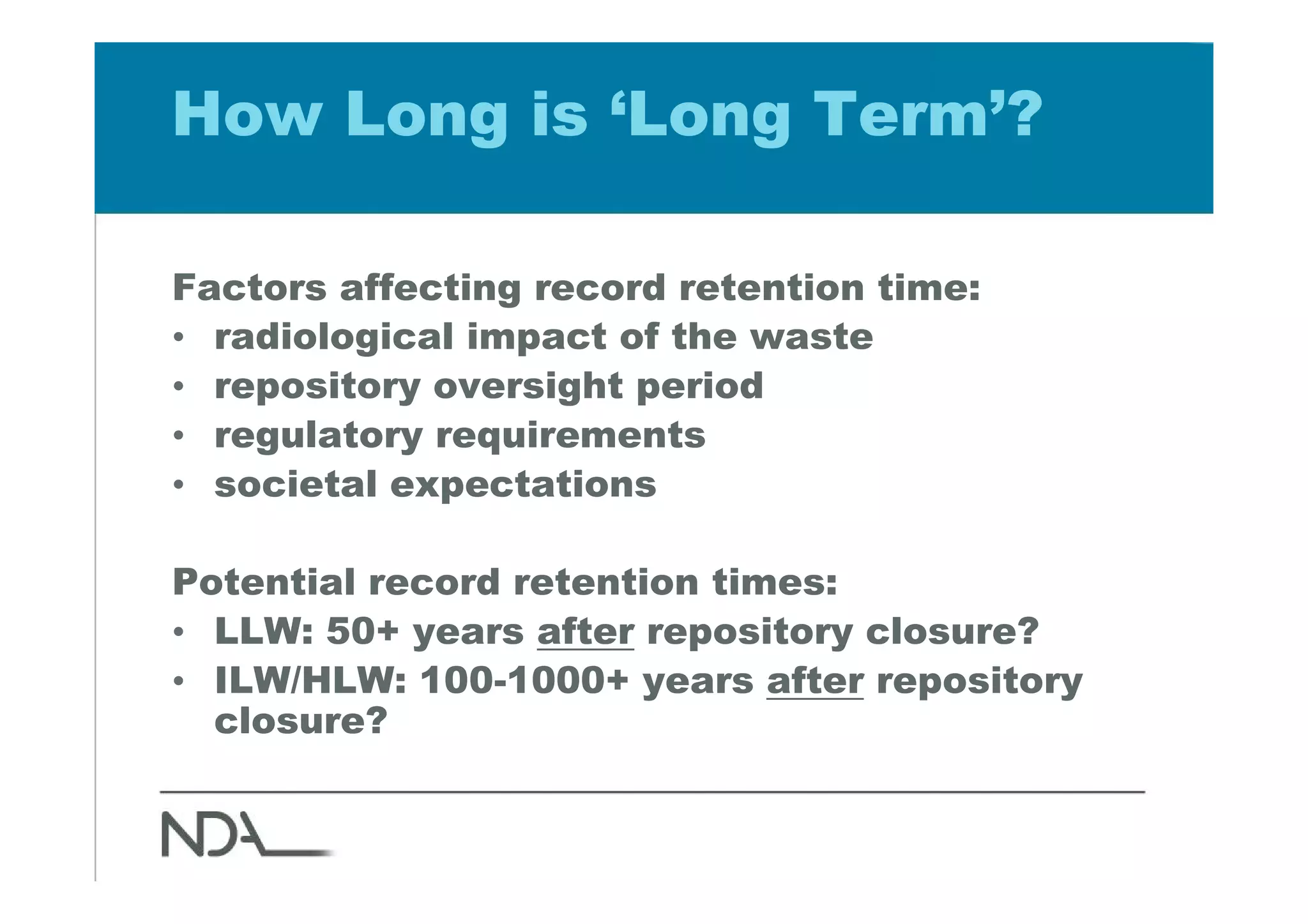 Preservation Challenge Radioactive Waste Ian Upshall
