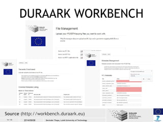 DURAARK WORKBENCH 
Source (http://workbench.duraark.eu) 
16 / 26 2014/09/08 
Devinder Thapa, Luleå University of Technolog...
