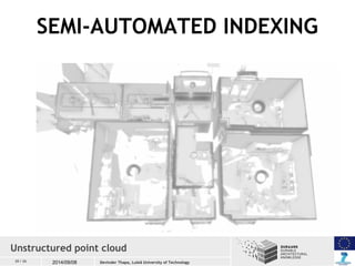 SEMI-AUTOMATED INDEXING 
Unstructured point cloud 
20 / 26 2014/09/08 
Devinder Thapa, Luleå University of Technology 
 