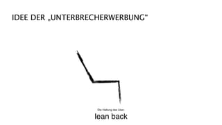 IDEE DER „UNTERBRECHERWERBUNG“




                  Die Haltung des User:

                  lean back
 
