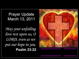 Prayer Update March 13, 2011 ,[object Object],[object Object],________  _____ ________  _____ 