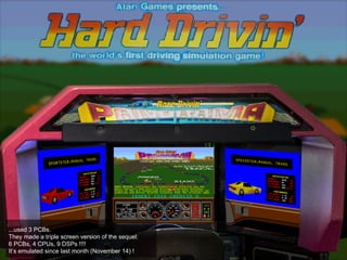 ...used 3 PCBs.
They made a triple screen version of the sequel:
6 PCBs, 4 CPUs, 9 DSPs !!!!
It’s emulated since last month (November 14) !
 