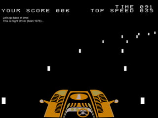 Let's go back in time:
This is Night Driver (Atari 1976)...
 