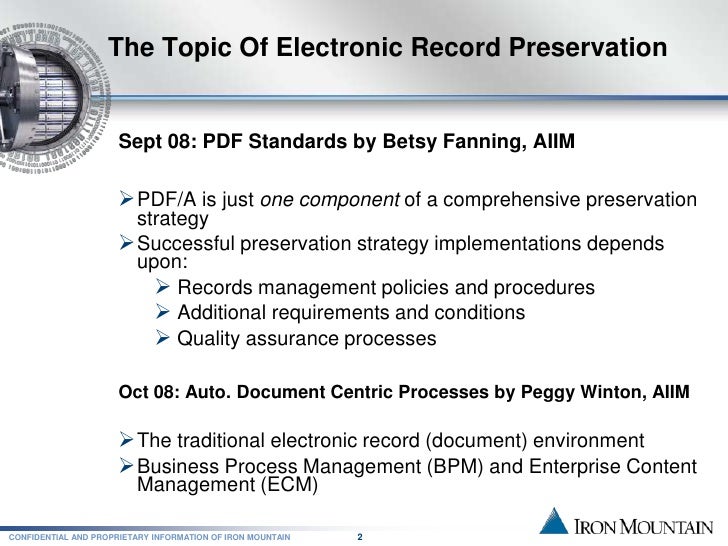 Preserving Electronic Records Records Management Best Practices By