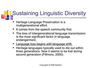 Language Preservation Program Preserving Heritage Languages | PPT
