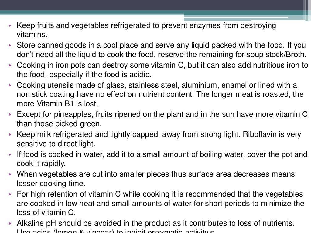 Preserving Nutrients in Food/Preservation of Nutrients
