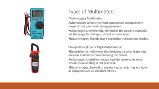Features Multimeters Presesntation 01 for LCA Lab of BS(EE) Students | PPTX