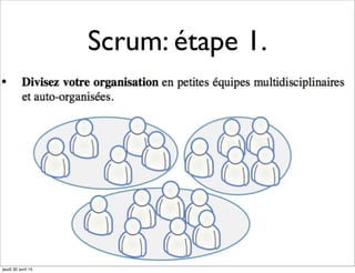 Scrum: étape 1.
jeudi 30 avril 15
 