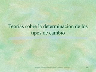 Finanzas Internacionales/ Prof. Alberto Martínez C. 34
Teorías sobre la determinación de los
tipos de cambio
 