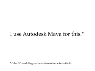 I use Autodesk Maya for this.*




* Other 3D modelling and animation software is available.
 