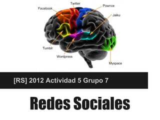 [RS] 2012 Actividad 5 Grupo 7



    Redes Sociales
 