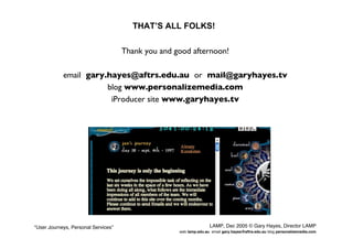 User Journeys Personal Services - Gary Hayes