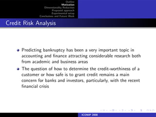 Manifold learning for credit risk assessment  Slide 3