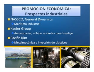 Ó

NASSCO, General Dynamics
  Marítimo industrial
Kaefer Group
  Aeroespacial, cobijas aislantes para fuselaje
Pacific Rim
  Metalmecánica e inyección de plásticos
 