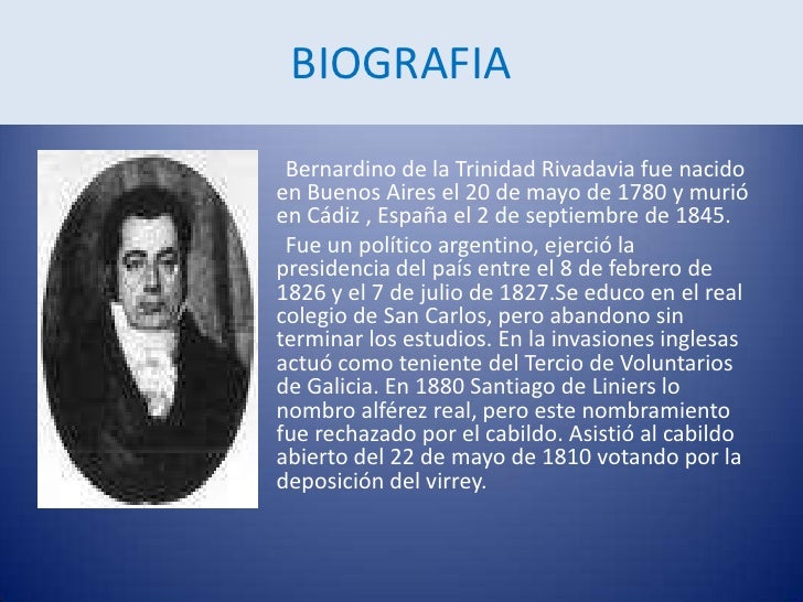 Presidencia de bernardino rivadavia c astaño