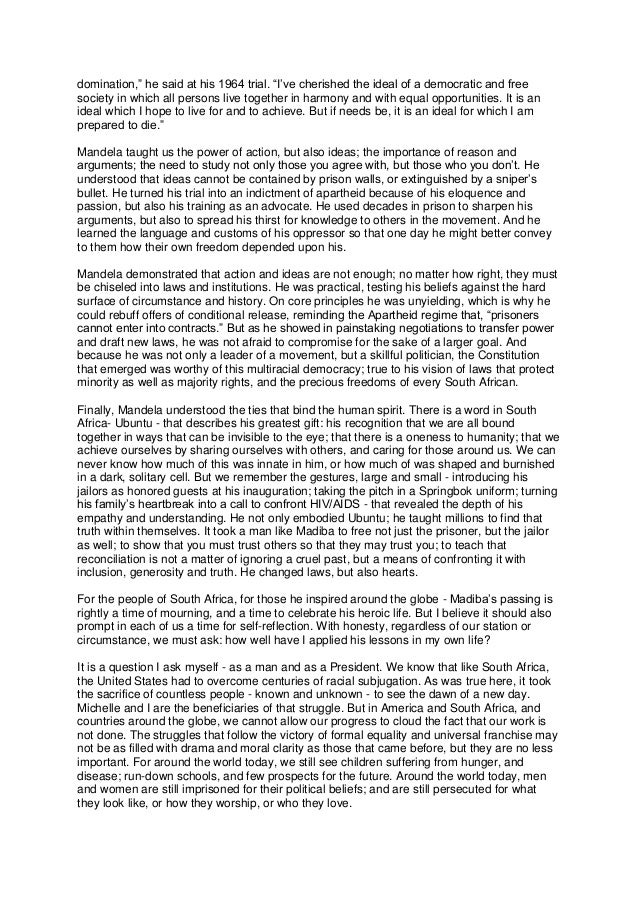 President Obama Nelson Mandela memorial service speech