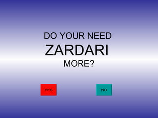 DO YOUR NEED  ZARDARI  MORE? YES NO 