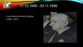 17.10.1946 - 03.11.1946
• Juan Antonio Iribarren Cabezas
• (1885 - 1977)
 