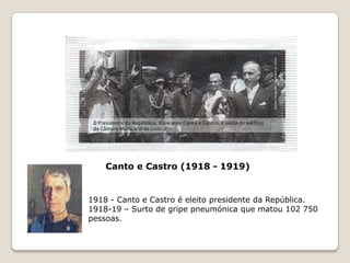 Bernardino Machado (1915 – 1917)1915 – Bernardino Machado é eleito presidente da República.