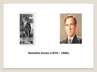 REGIME DEMOCRÁTICOPRESIDENTES1974 – António Spínola é nomeado Presidente da República.16 de Maio - o I Governo Provisório tomou posse  tendo sido nomeado Primeiro-Ministro Adelino da Palma Carlos. Terminou o seu mandato a 18 de Julho de 1974.18 de Julho - o II Governo Provisório tomou posse  tendo sido nomeado Primeiro-Ministro Vasco Gonçalves. Terminou o seu mandato a 30 de Setembro de 1974.– Fundação do PPD, sendo líder Francisco de Sá Carneiro.António de Spínola (1974)