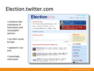 Election.twitter.com Presentation Title | Geary Interactive | <#>  Presidential Politics| Geary Interactive |  <ul><li>Com...