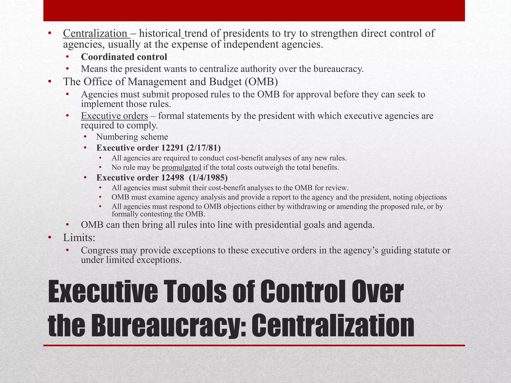 Presidential control of the bureaucracy | PPTX