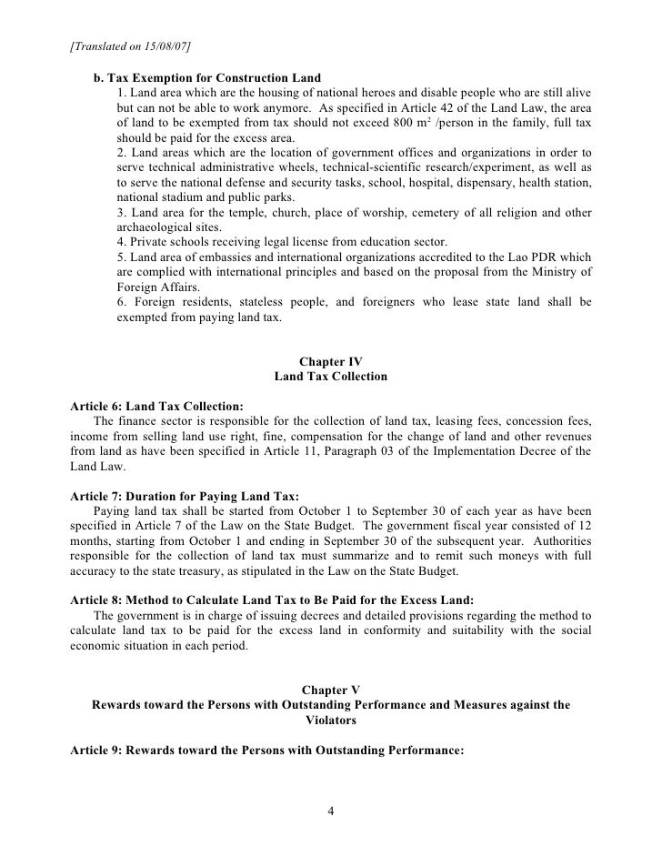 Presidential Decree 01 on Land Tax ENG